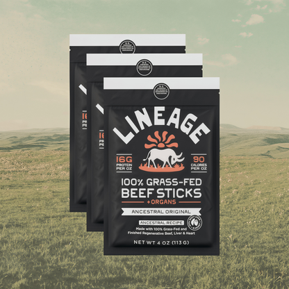 Lineage Provisions  100% Grass-Fed Beef Sticks – Ancestral Variety Pack