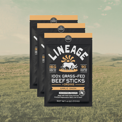 Lineage Provisions  100% Grass-Fed Beef Sticks – Ancestral Variety Pack